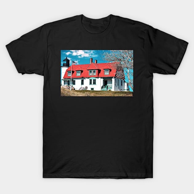 Sunny Spring Day at Point Betsy Lighthouse T-Shirt by Colette22